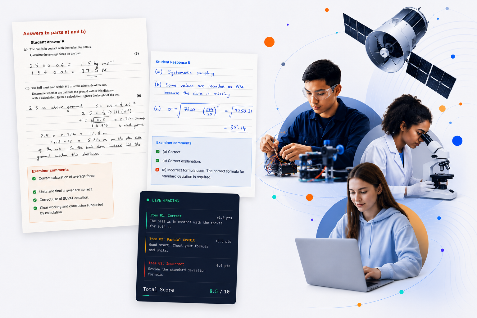 Cortex Global STEM and exam grading illustration